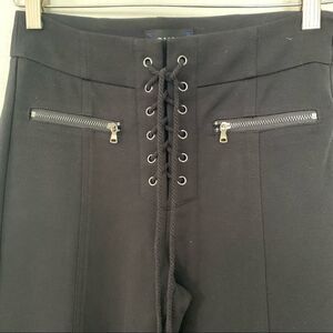 PAIGE crop wide leg laceup black ponte knit pants NWT